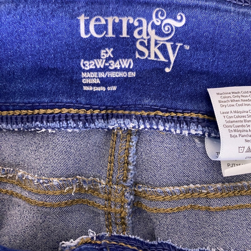 Terra & Sky Jeggings Jeans Women's Plus 5X 32W-34W Blue Medium Wash Skinny EUC - Picture 2 of 12